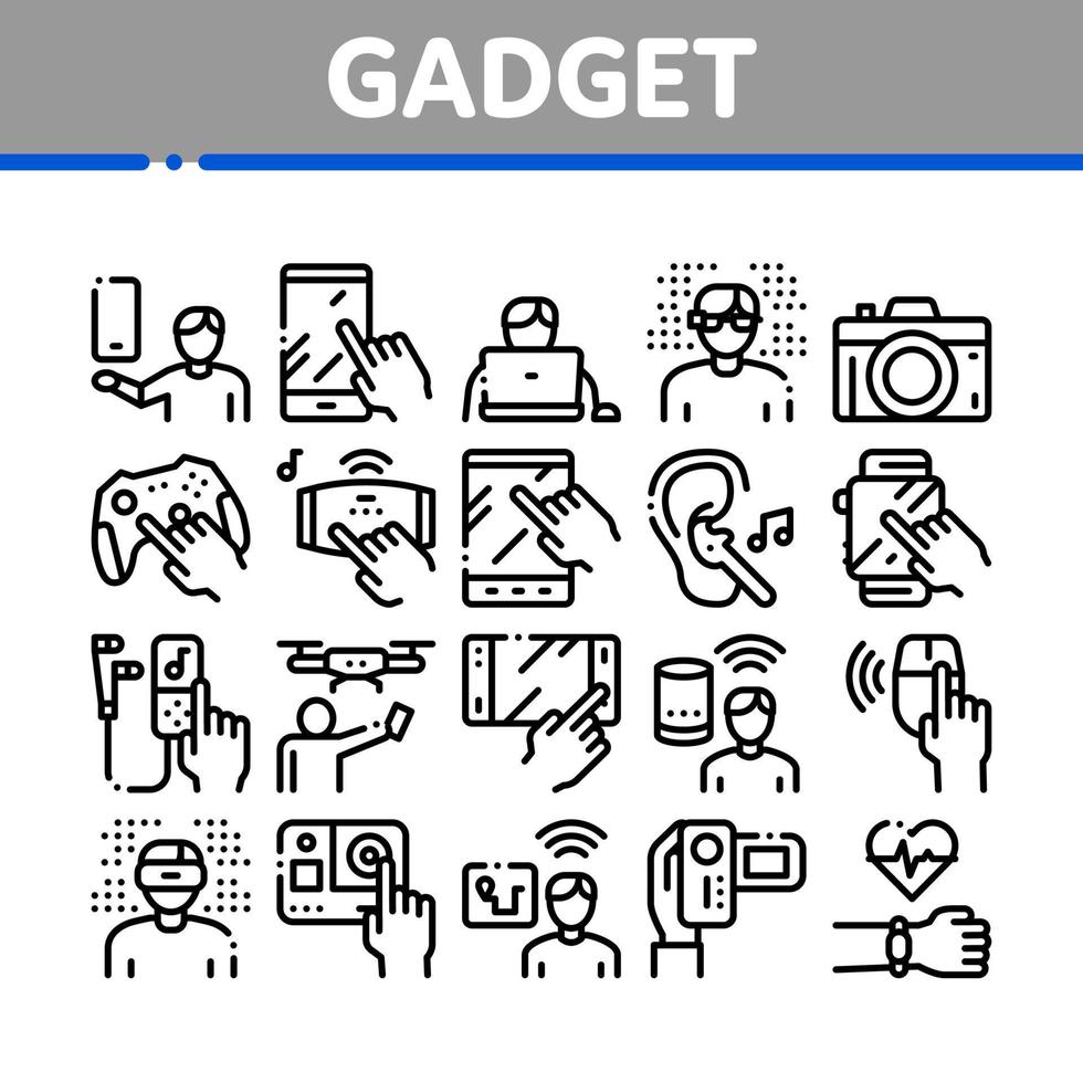 vetor de conjunto de ícones de coleção de gadgets e dispositivos