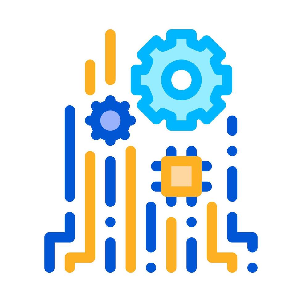 ilustração de contorno de vetor de ícone de chip de mecanismo