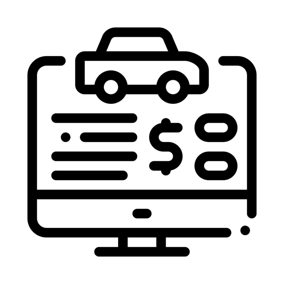 ilustração de contorno vetorial de ícone de compra de carro on-line vetor