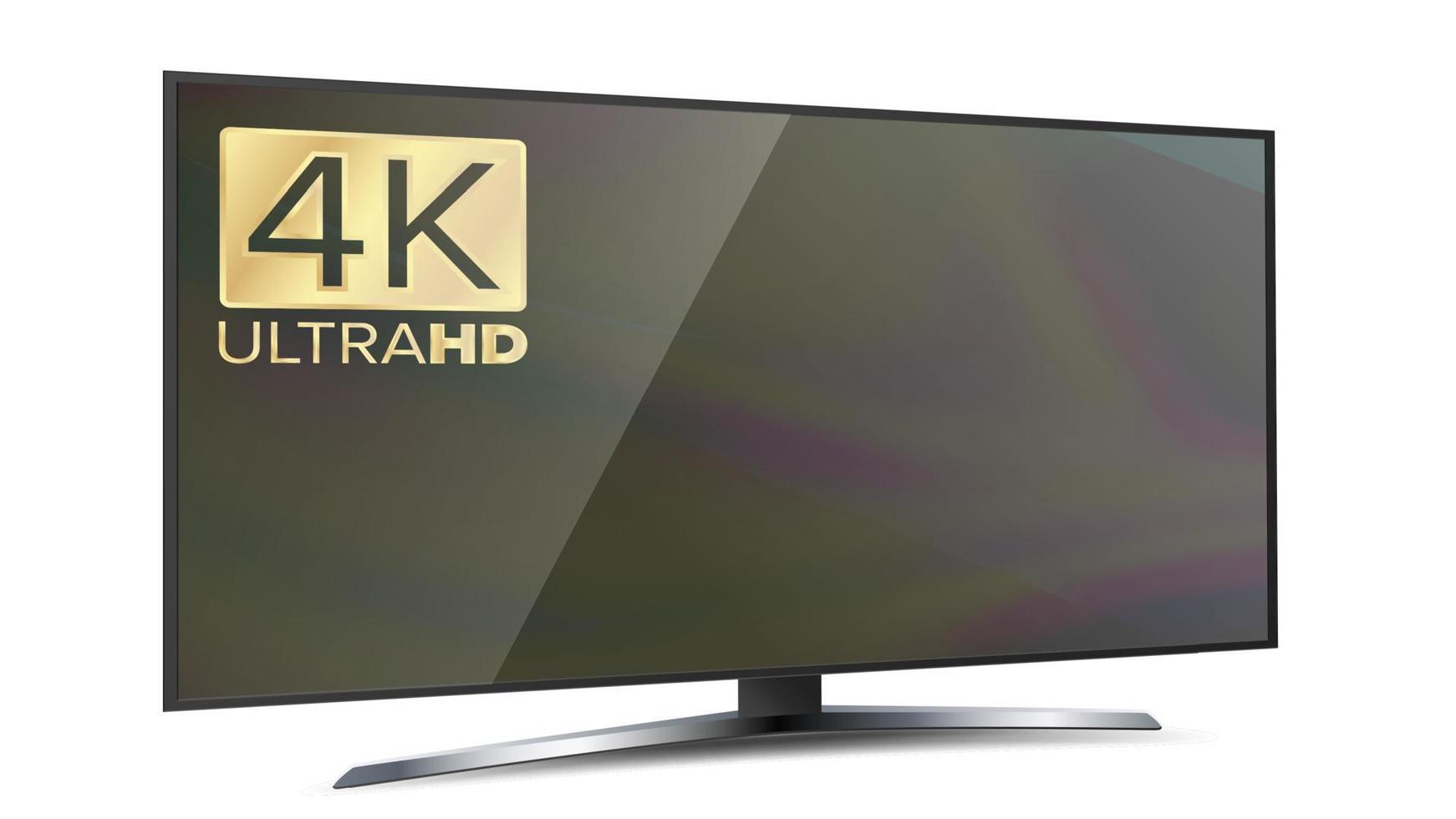 Smart tv com resolução de tela 4k. monitor ultra hd isolado na ilustração branca vetor