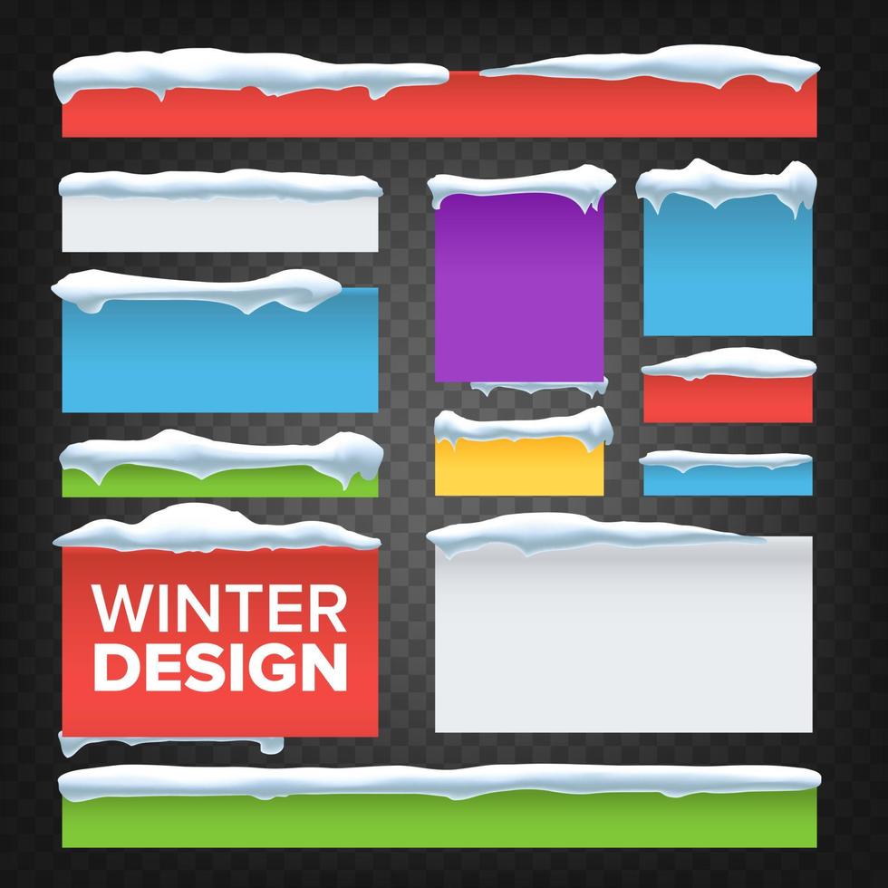 banner, botão com vetor de bonés de neve. projeto de natal de férias. ilustração isolada de efeito congelado