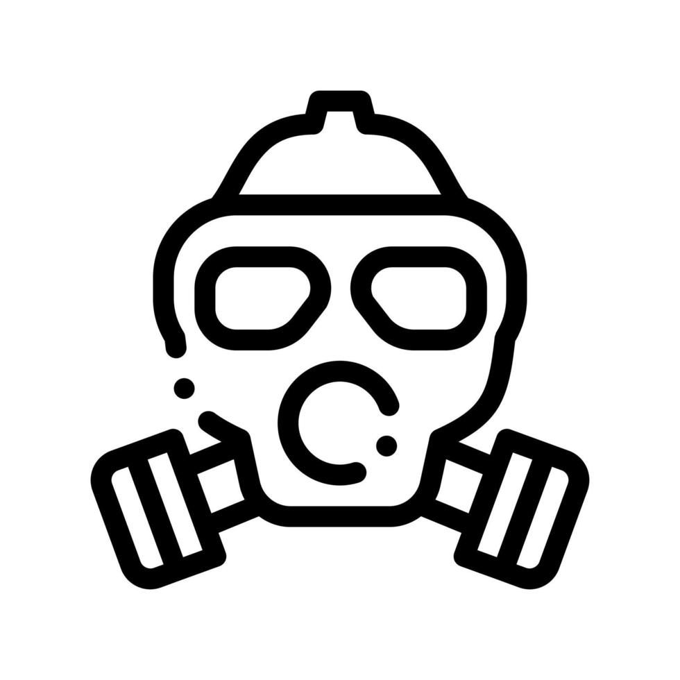 ícone de linha fina de vetor de máscara de ar sujo de gaz de vida segura