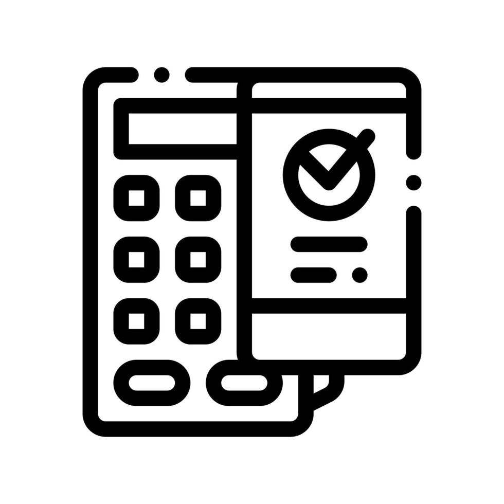 ícone de linha fina de vetor de smartphone de terminal de pagamento