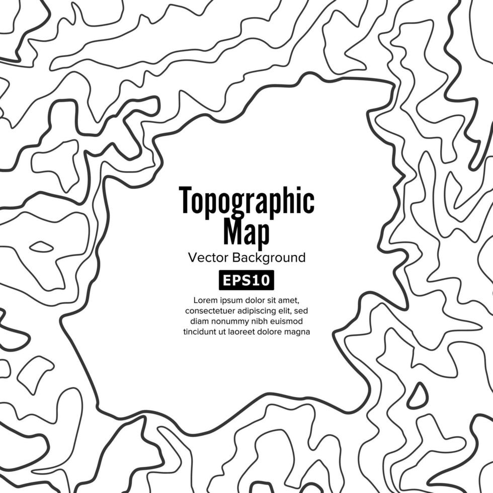 vetor de mapa topográfico de contorno. pano de fundo ondulado de geografia. conceito gráfico de cartografia.