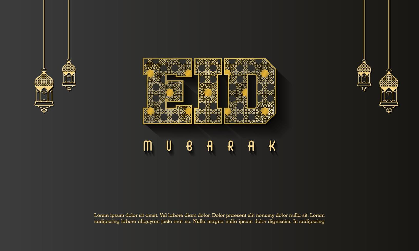 feliz eid mubarak, fundo de design de cartão islâmico com ornamento moderno islâmico vetor