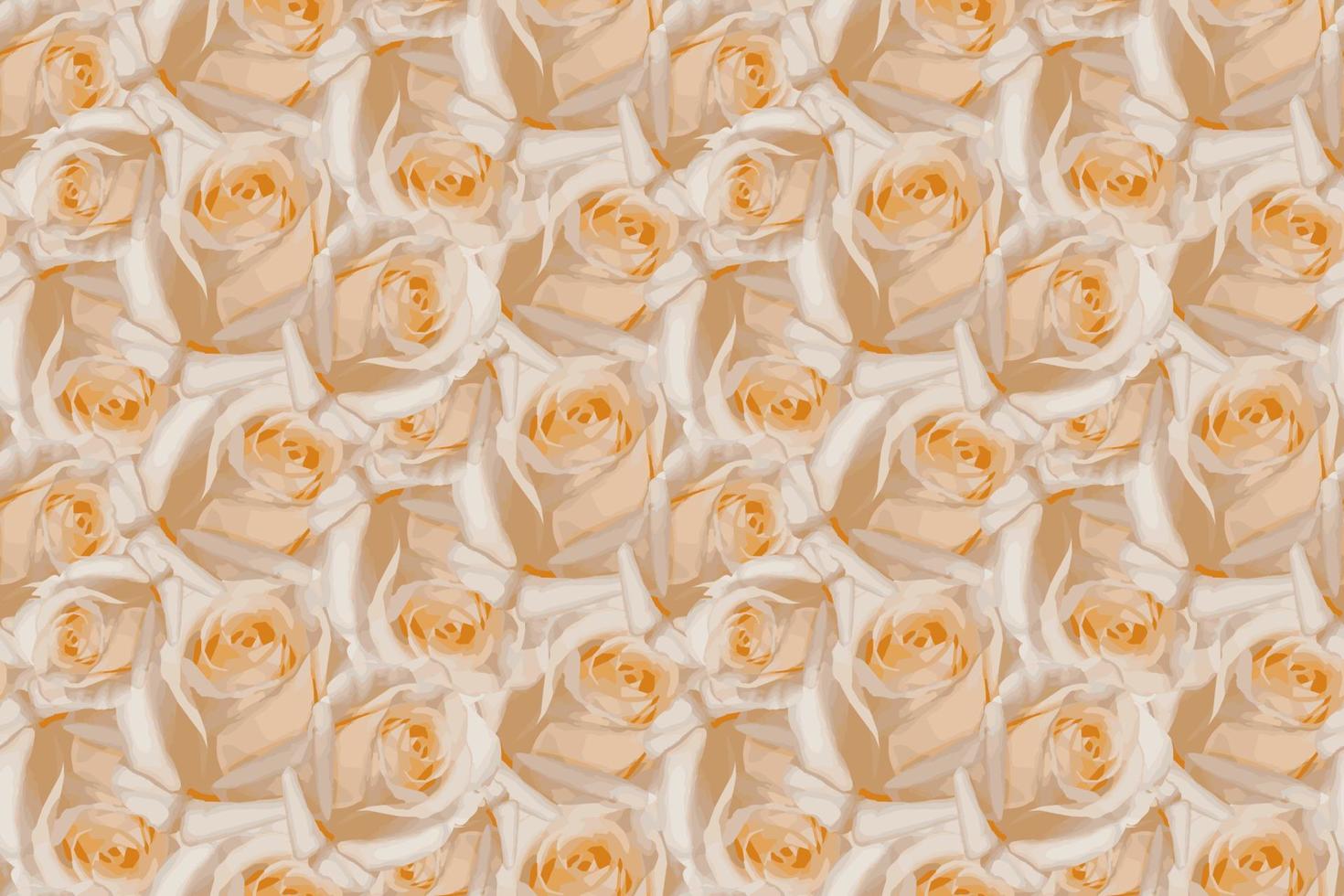 lindo fundo de flores rosa pêssego sem costura. rosas delicadas desabrochando em fundo festivo de flores desabrochando, cartão floral buquê pastel e macio, modelo floral aquarela de ilustração vetorial vetor