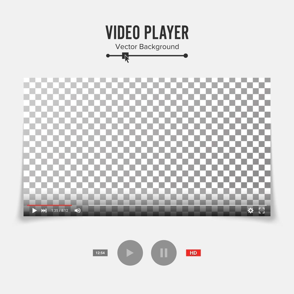vetor de modelo de interface de player de vídeo. bom design em branco para aplicativos da web e móveis.