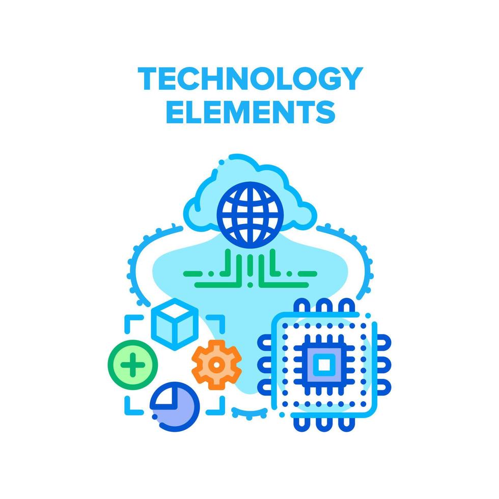 ilustração de cores do conceito de vetor de elementos de tecnologia