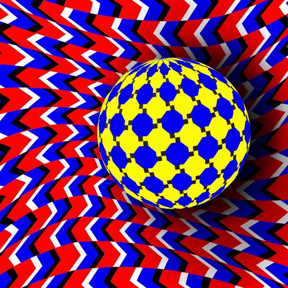 vetor de ilusão. arte 3d óptica. efeito óptico dinâmico de rotação. ilusão de redemoinho. movimento executado no formulário. efeito dinâmico de distorção psicodélica. ilustração de fundo mágico geométrico