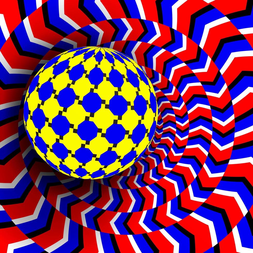 vetor de ilusão. arte 3d óptica. efeito dinâmico de movimento. efeito óptico. ilusão de redemoinho. ilustração de fundo mágico geométrico de falácia de hipnose