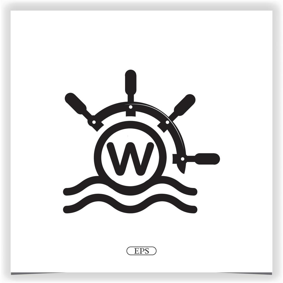 letra do oceano w logotipo design de modelo elegante premium vetor eps 10