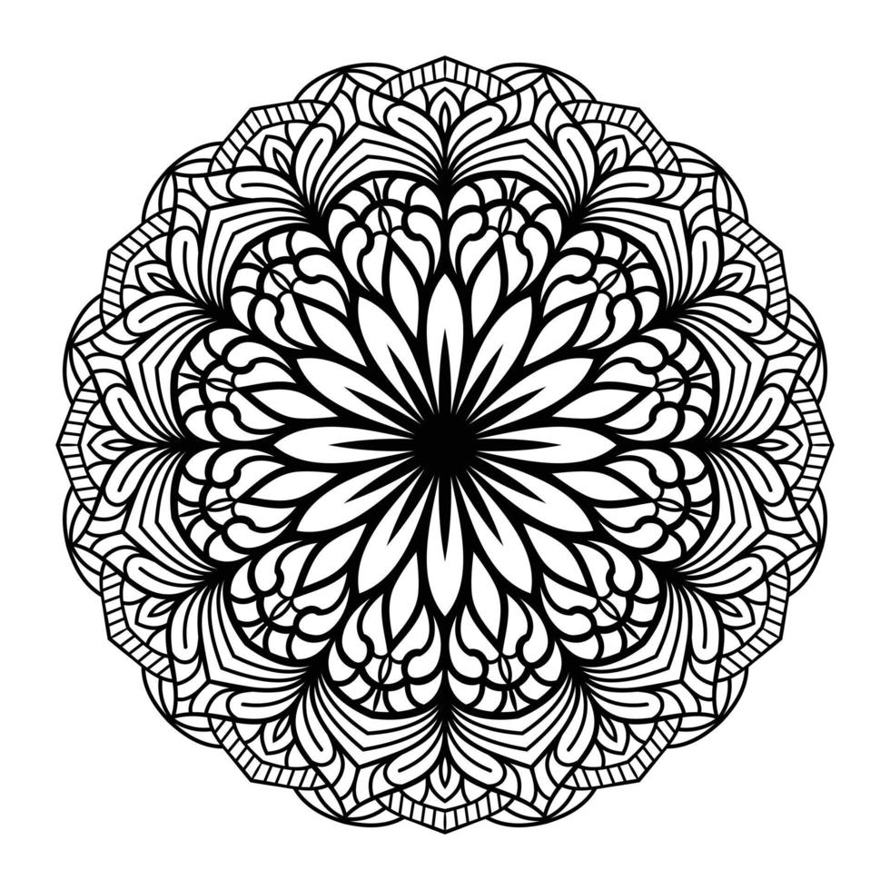 interior de página de coloração floral de mandala, rabisco de arte de linha de mandala desenhado à mão para página de coloração vetor