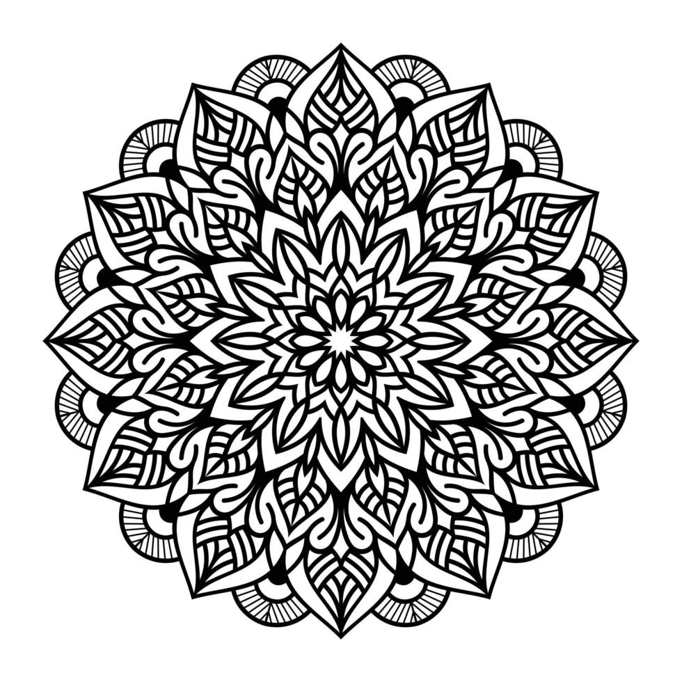 interior de página de coloração floral de mandala, rabisco de arte de linha de mandala desenhado à mão para página de coloração vetor