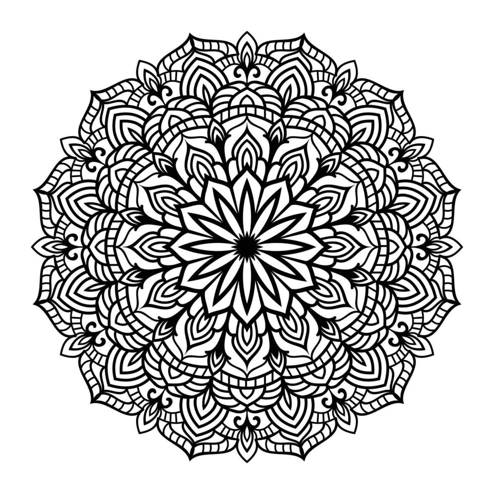 interior de página de coloração floral de mandala, rabisco de arte de linha de mandala desenhado à mão para página de coloração vetor