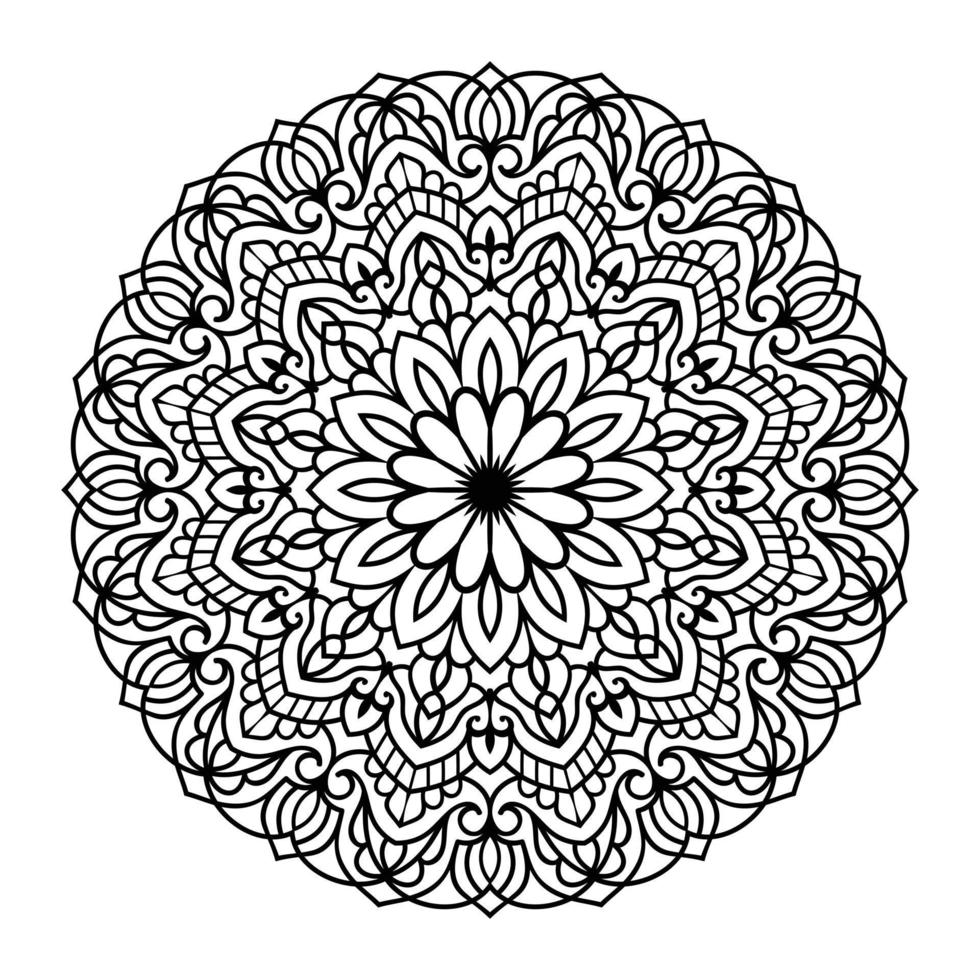 interior da página para colorir mandala floral, rabisco de arte de linha de mandala desenhado à mão para página para colorir, livro de colorir mandala floral vetor