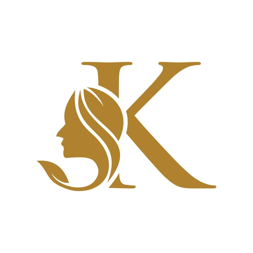 modelos iniciais de design de logotipo de beleza facial k vetor