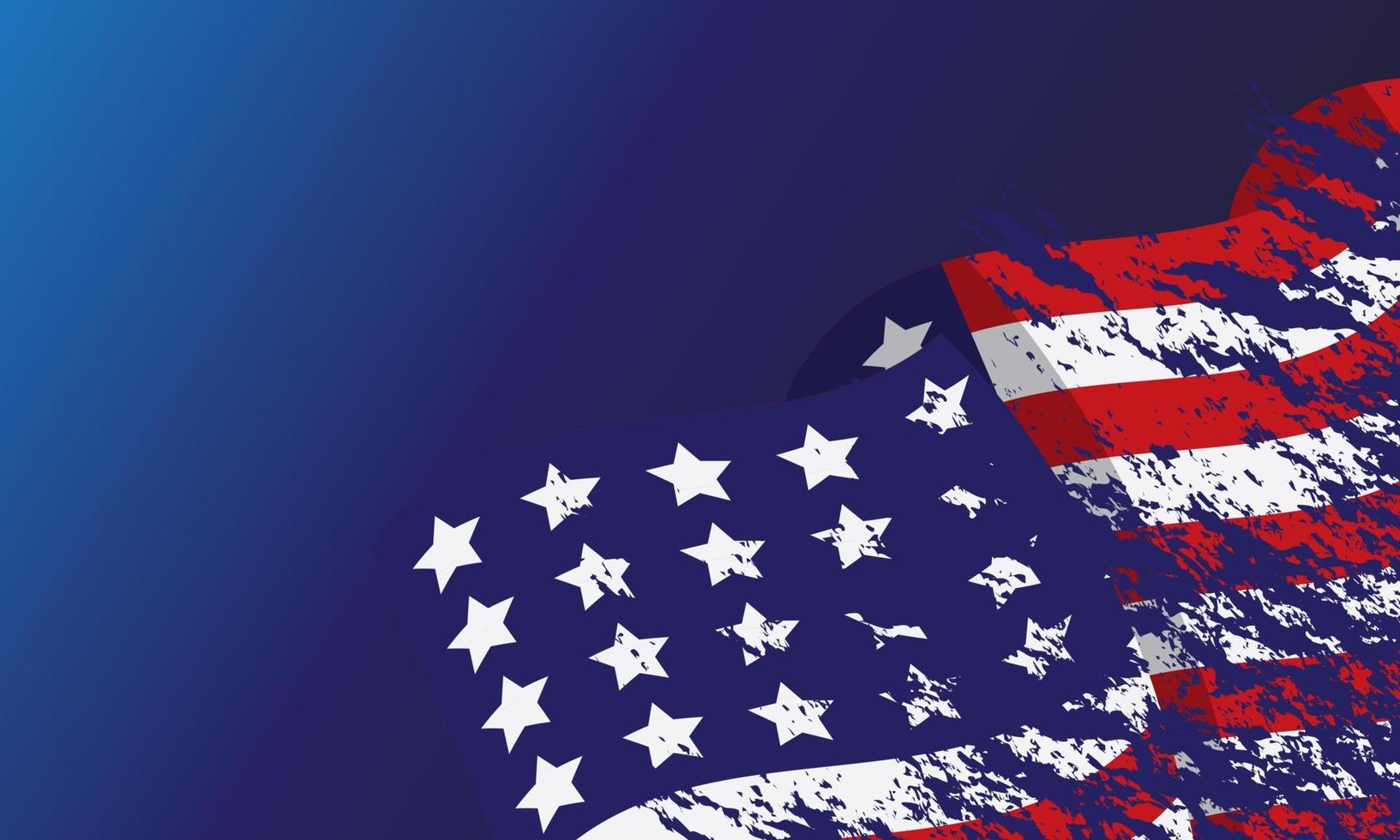 closeup da bandeira americana dos eua com aquarela desenhada à mão, estados unidos da américa sobre fundo azul vetor