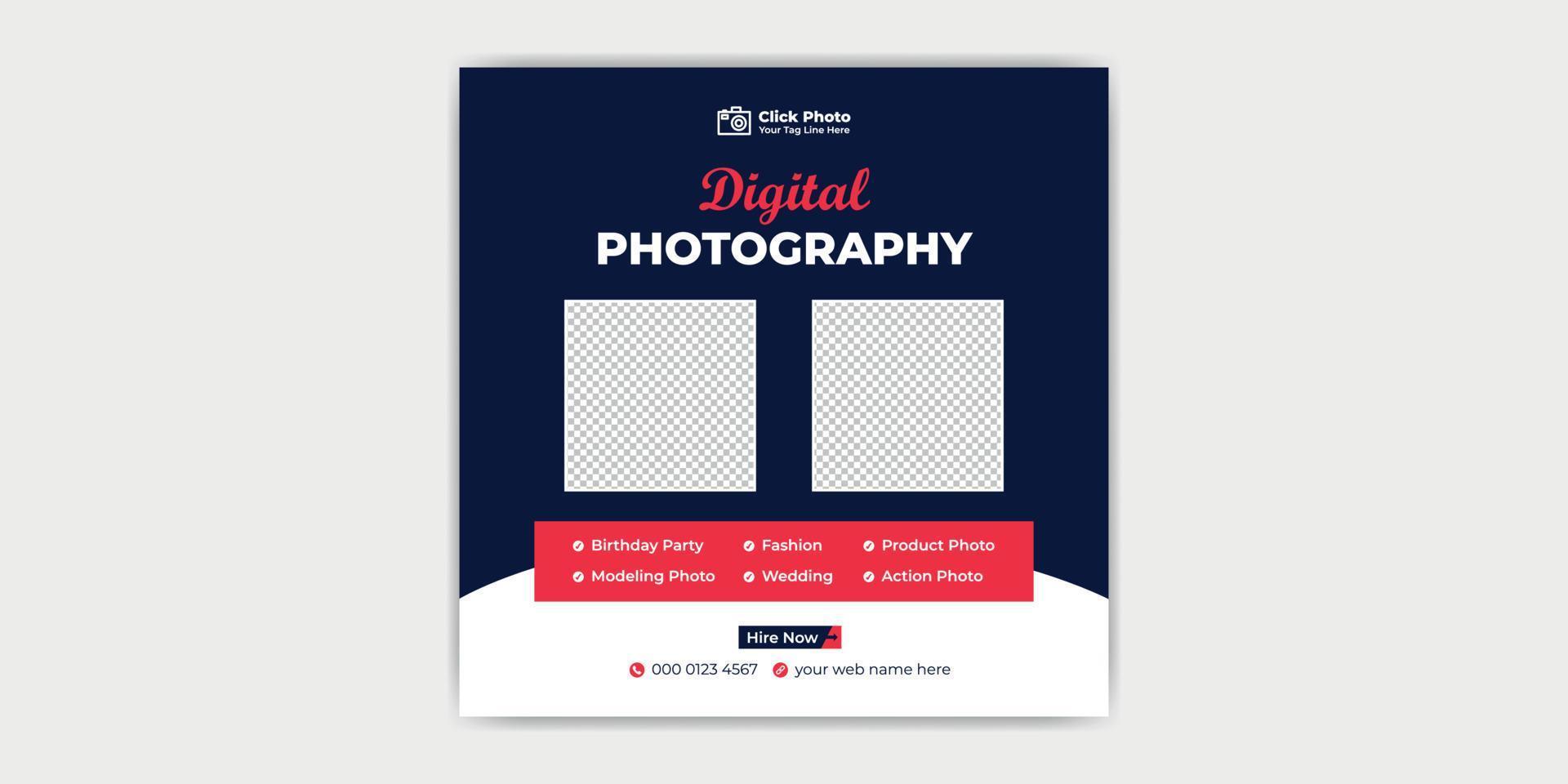 modelo de banner da web de promoção de mídia social de fotografia vetor