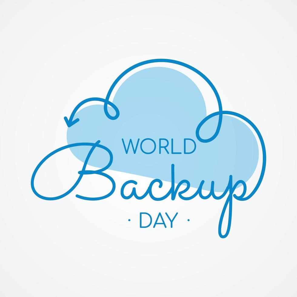 tipografia para a seta da nuvem do dia mundial do backup vetor