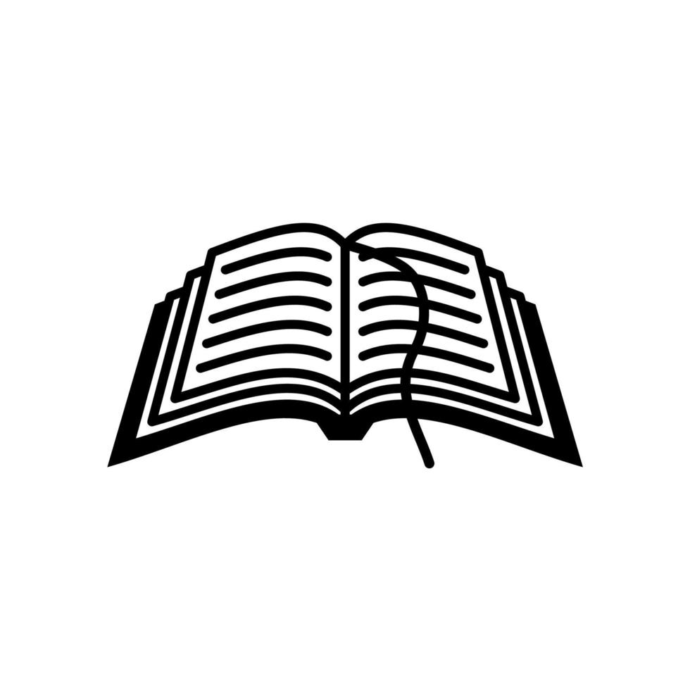 abra o modelo de ícone de vetor de livro preto e branco. ícone de livro moderno