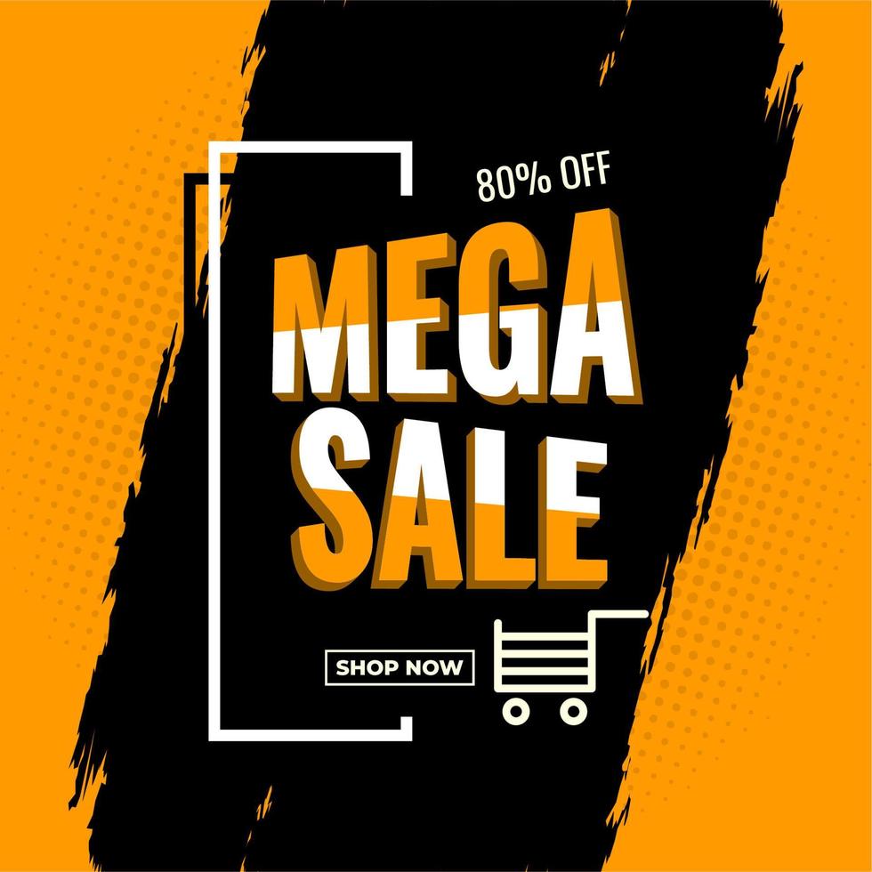 promoção de retroiluminação de banner de mega venda abstrata vetor