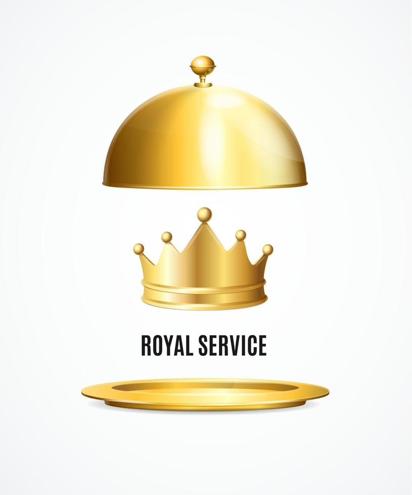 coroa de ouro 3d detalhada realista e conceito de serviço real. vetor