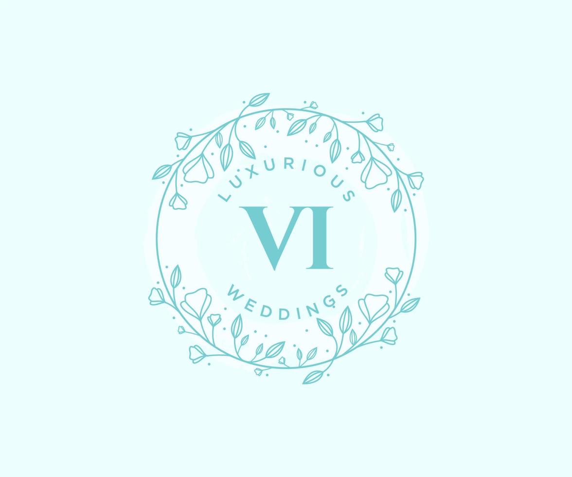 vi letras iniciais modelo de logotipos de monograma de casamento, modelos modernos minimalistas e florais desenhados à mão para cartões de convite, salve a data, identidade elegante. vetor