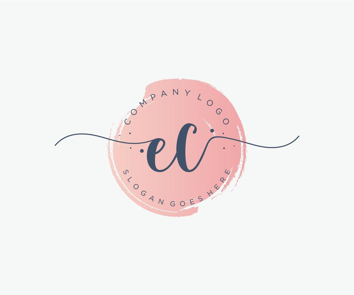 logotipo feminino inicial ec. utilizável para logotipos de natureza, salão, spa, cosméticos e beleza. elemento de modelo de design de logotipo de vetor plana.