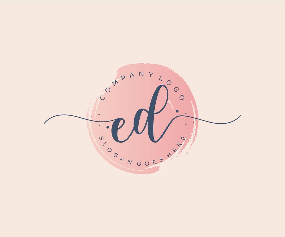 logotipo feminino ed inicial. utilizável para logotipos de natureza, salão, spa, cosméticos e beleza. elemento de modelo de design de logotipo de vetor plana.