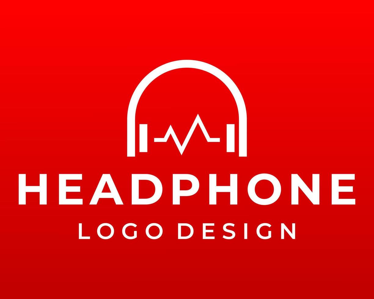 design de logotipo de som de áudio de fones de ouvido. vetor