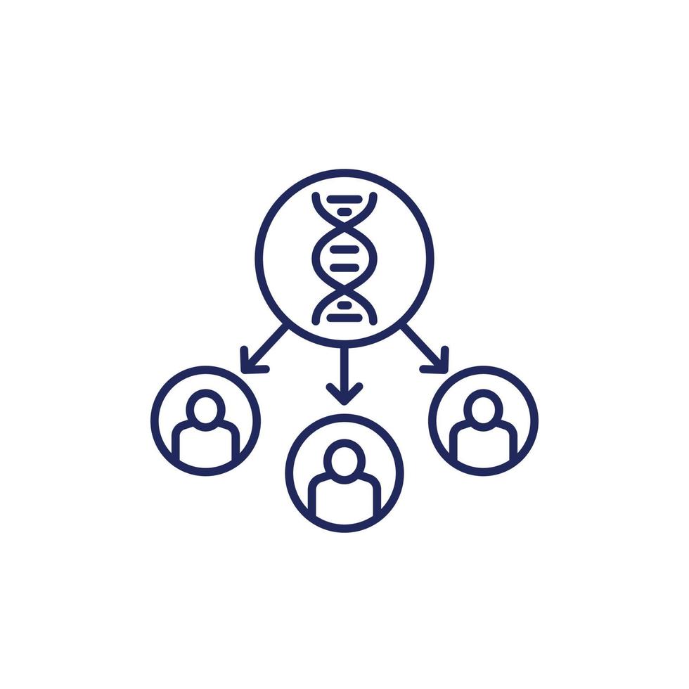 ícone da linha genética com fita de dna e pessoas vetor