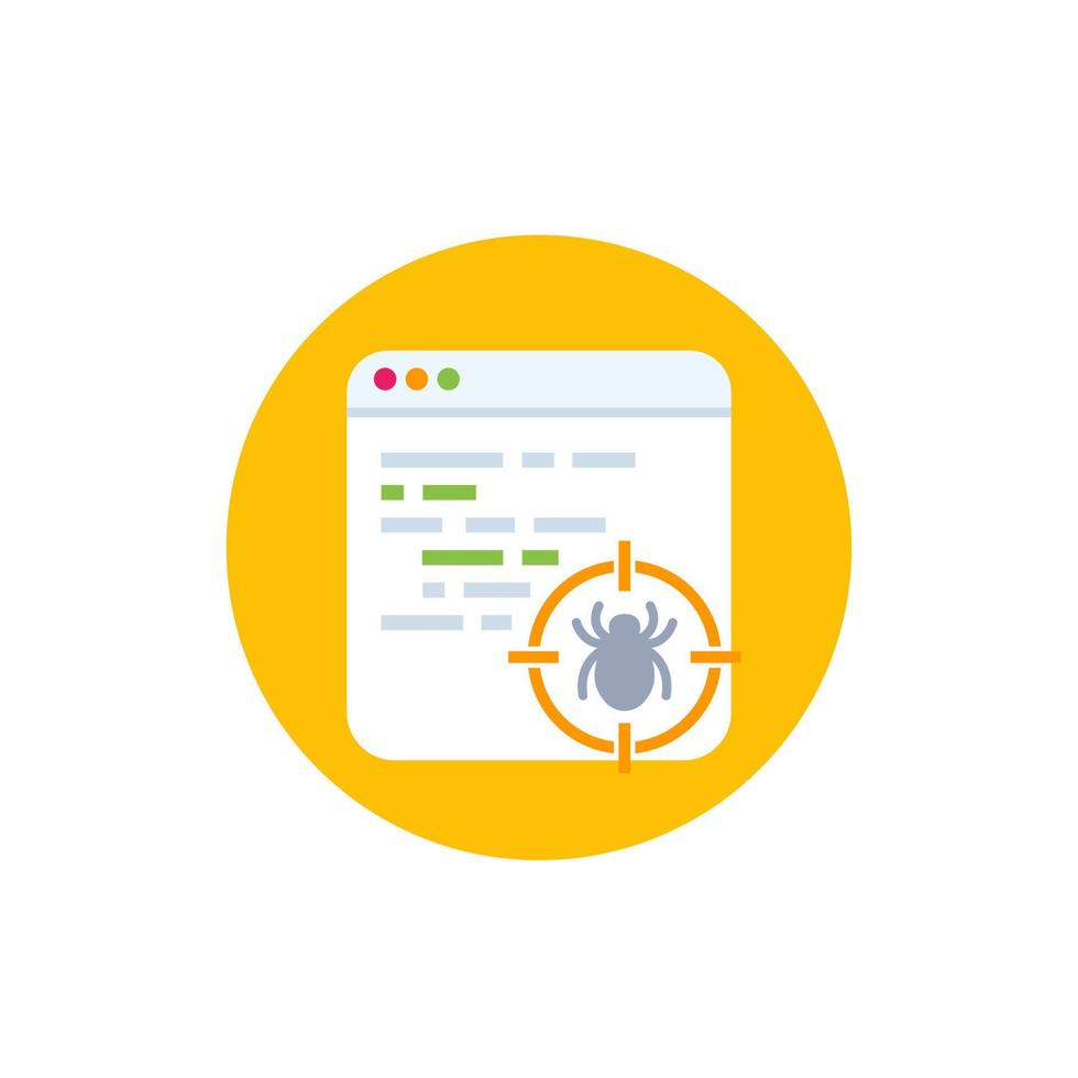 ícone vetorial de depuração com um bug e alvo vetor