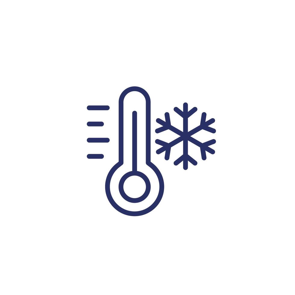 ícone de linha de baixa temperatura com termômetro vetor