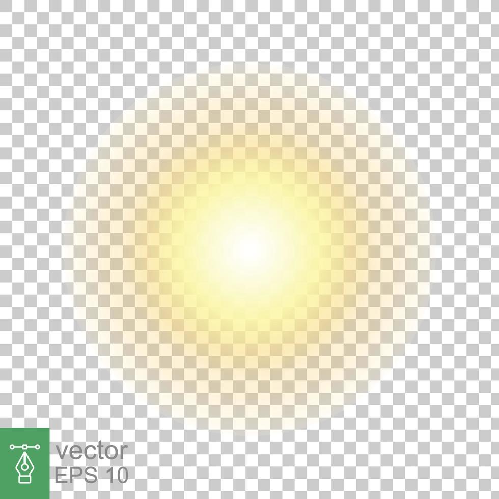 brilho do sol leve. sol realista de vetor. brilho, explosão, modelo de luz solar amarela para decoração, conceito de verão. eps 10. vetor