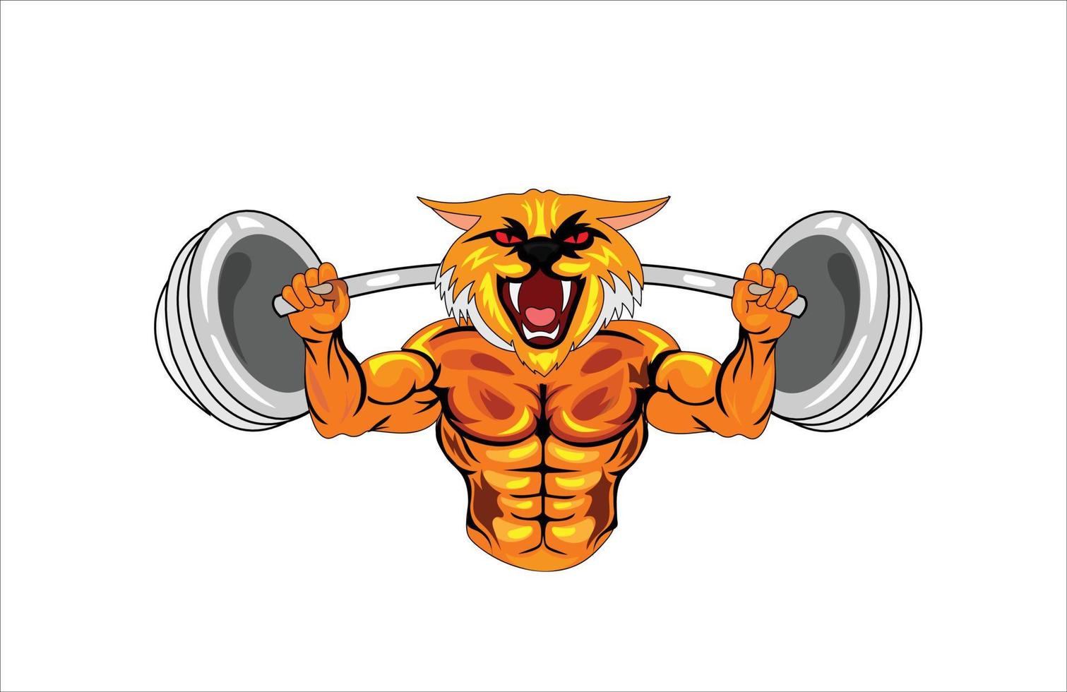 ilustração em vetor logotipo de mascote de musculação de gato em fundo branco