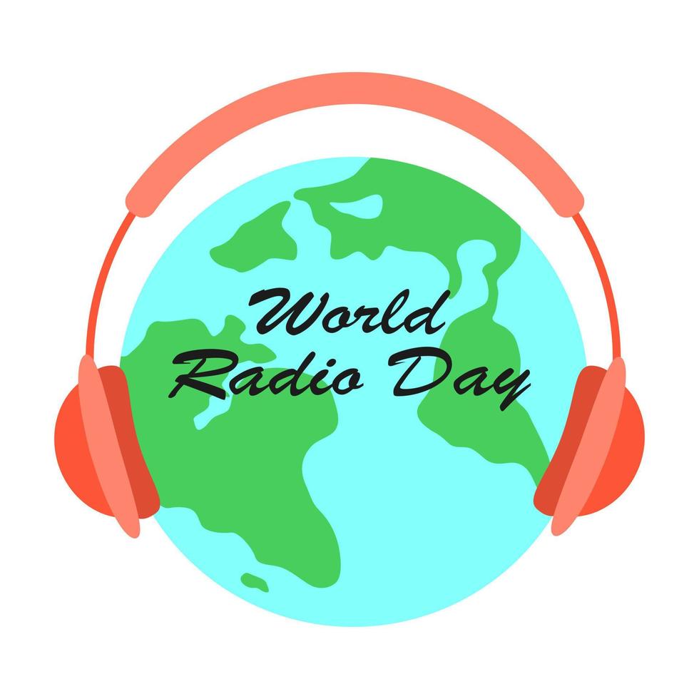 dia mundial do rádio. fones de ouvido. ilustração vetorial vetor