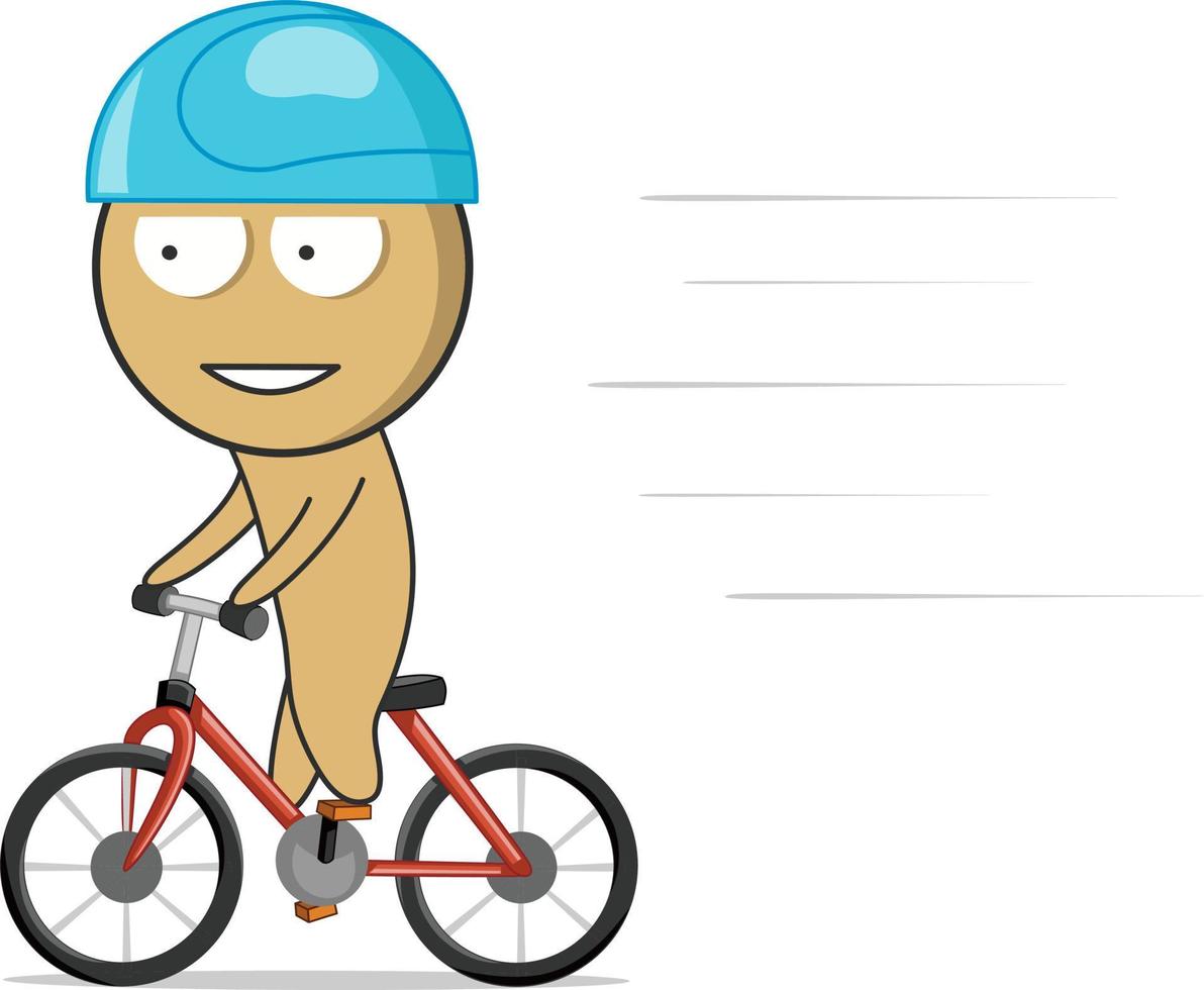 um menino de capacete anda de bicicleta em alta velocidade vetor
