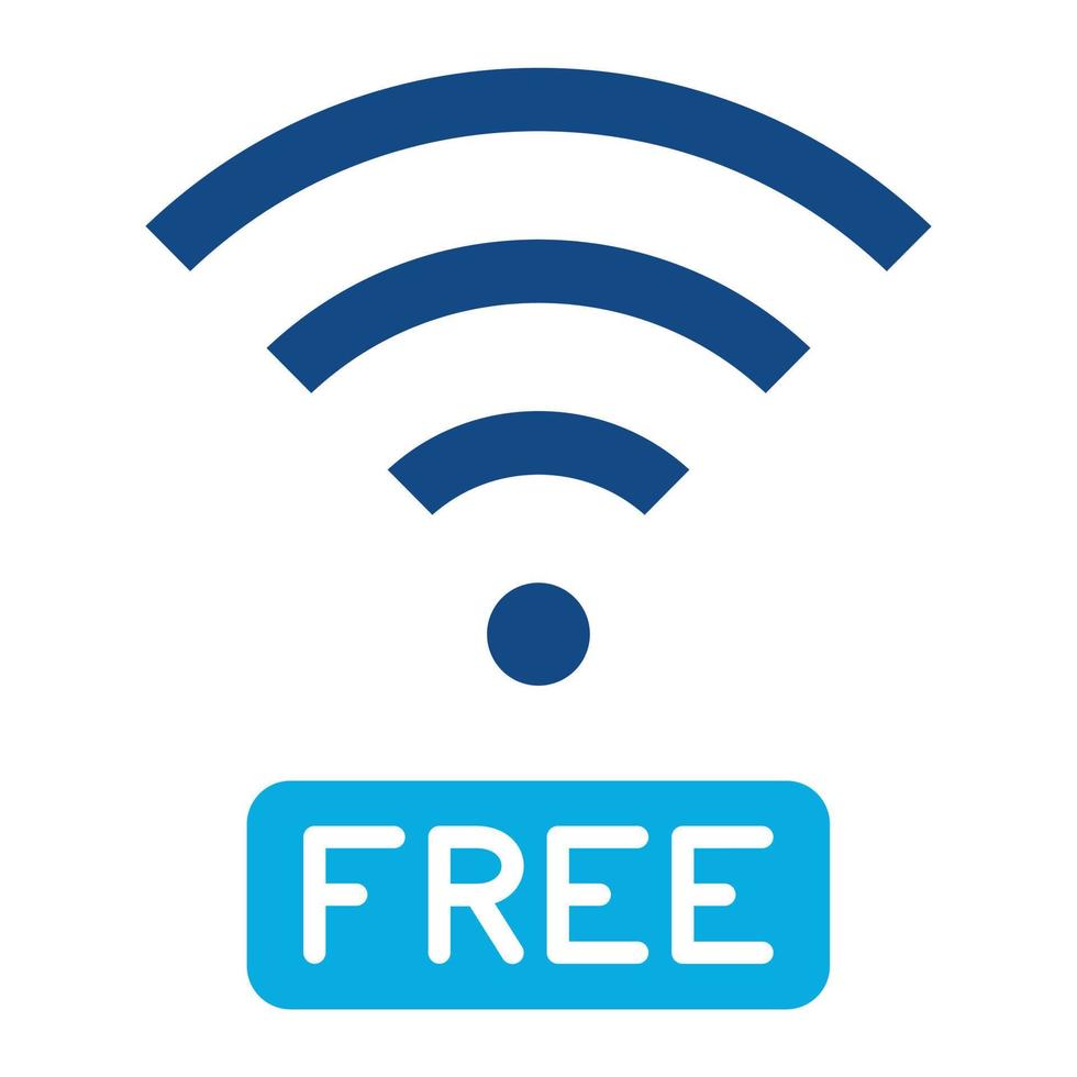 ícone de duas cores de glifo wi-fi gratuito vetor