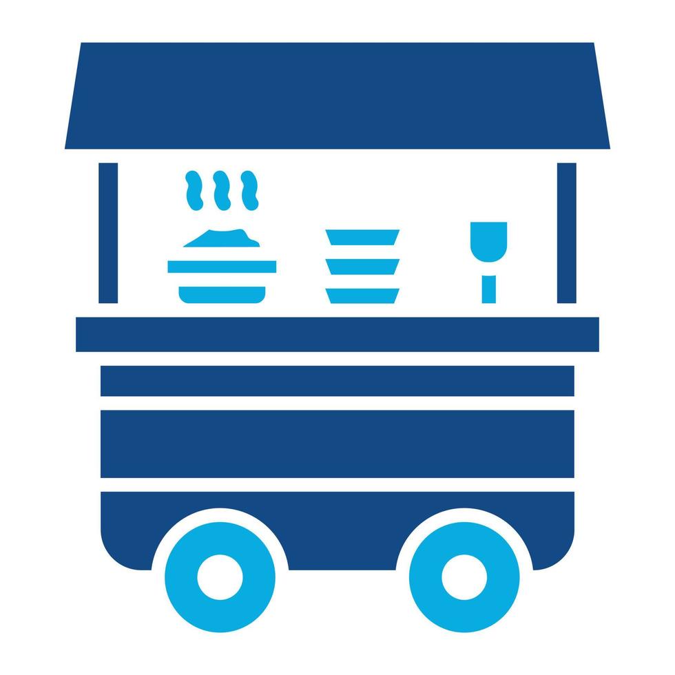 ícone de duas cores de glifo de carrinho de comida vetor