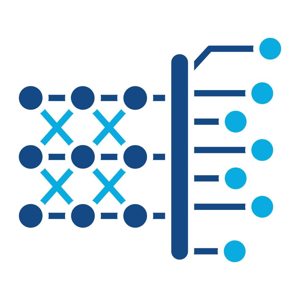 ícone de glifo de duas cores de aprendizagem profunda vetor