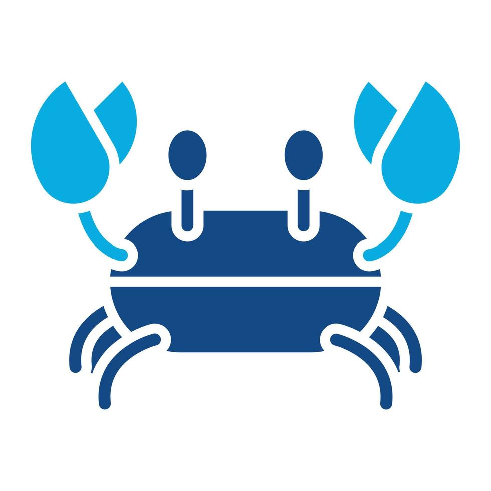 ícone de duas cores de glifo de caranguejo vetor