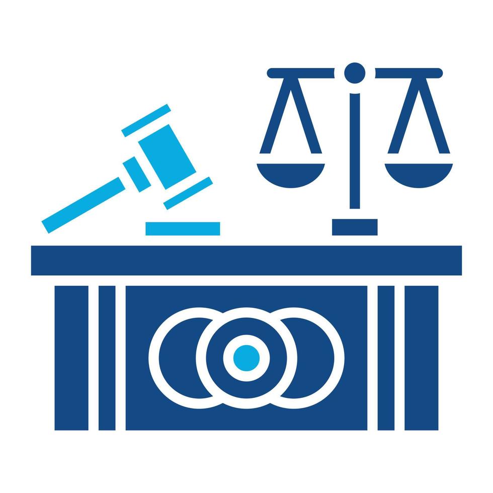 ícone de glifo de duas cores do tribunal vetor