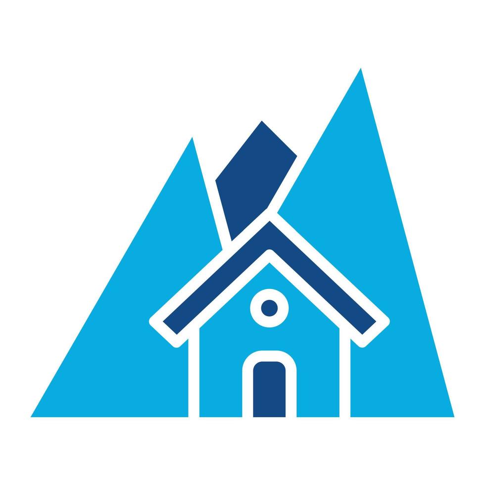 ícone de duas cores do glifo da casa da montanha vetor