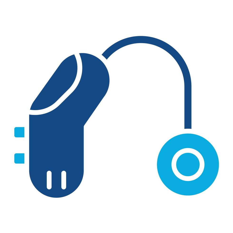 ícone de duas cores do glifo do aparelho auditivo vetor