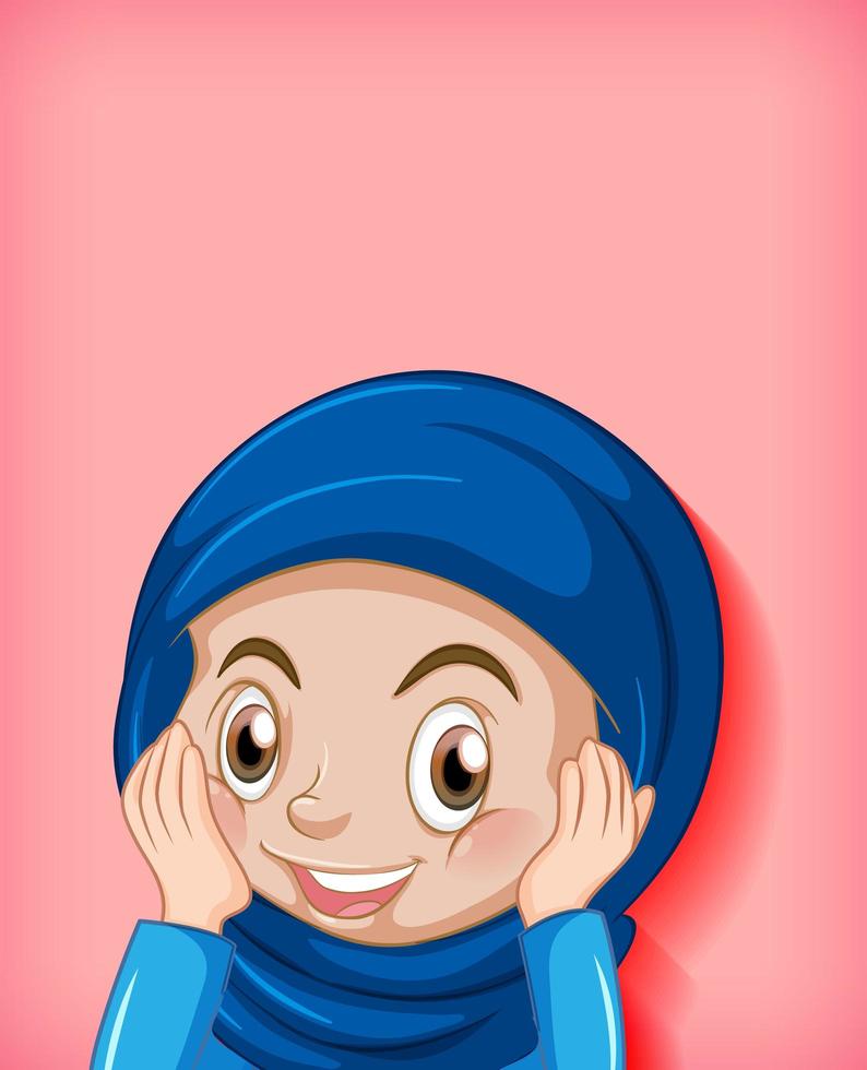 desenho animado muçulmano feminino em fundo gradiente de cor de personagem vetor