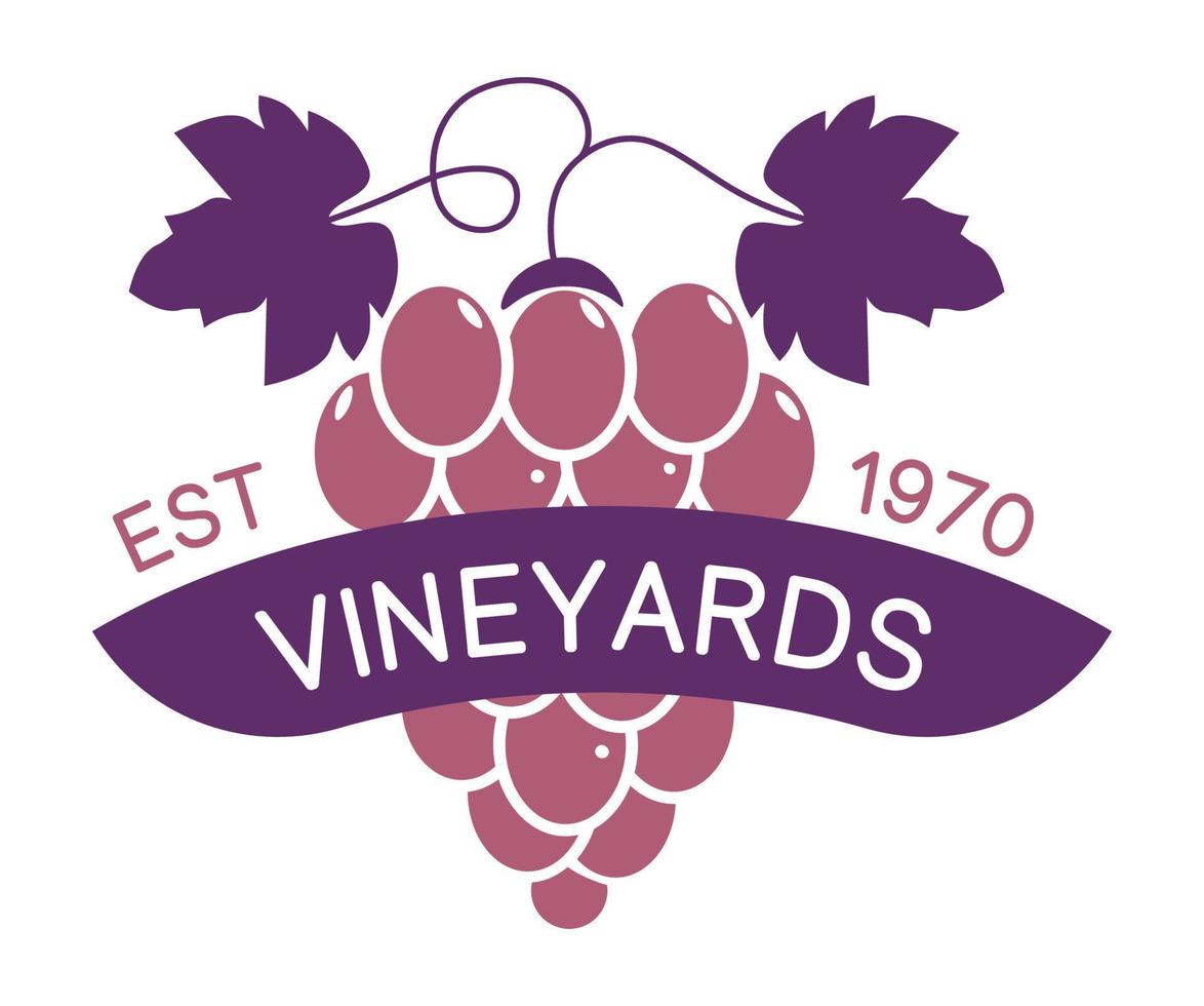 emblema de vinícola de vinhedos para bebida alcoólica vetor