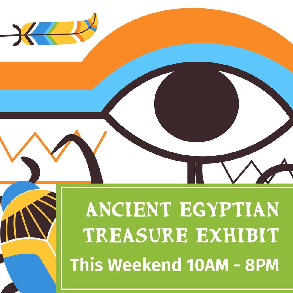 exposição do antigo tesouro egípcio, visite o fim de semana vetor