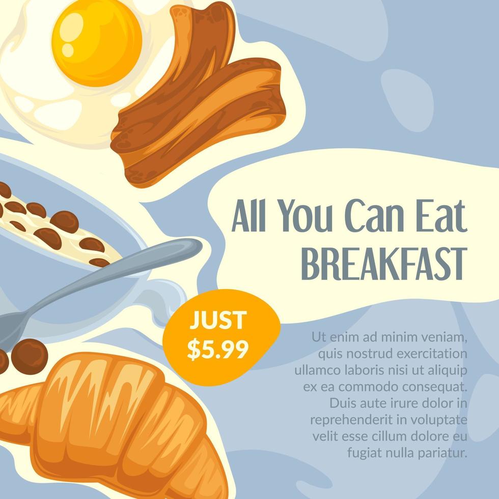 você pode tomar café da manhã no banner de preço reduzido vetor