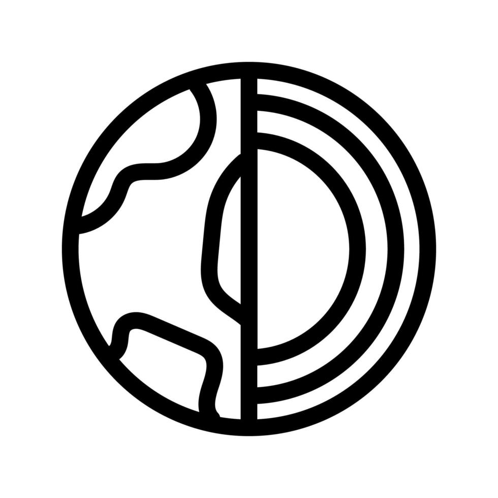 ícone da linha do núcleo da terra isolado no fundo branco. ícone liso preto fino no estilo de contorno moderno. símbolo linear e traço editável. ilustração em vetor curso perfeito simples e pixel.