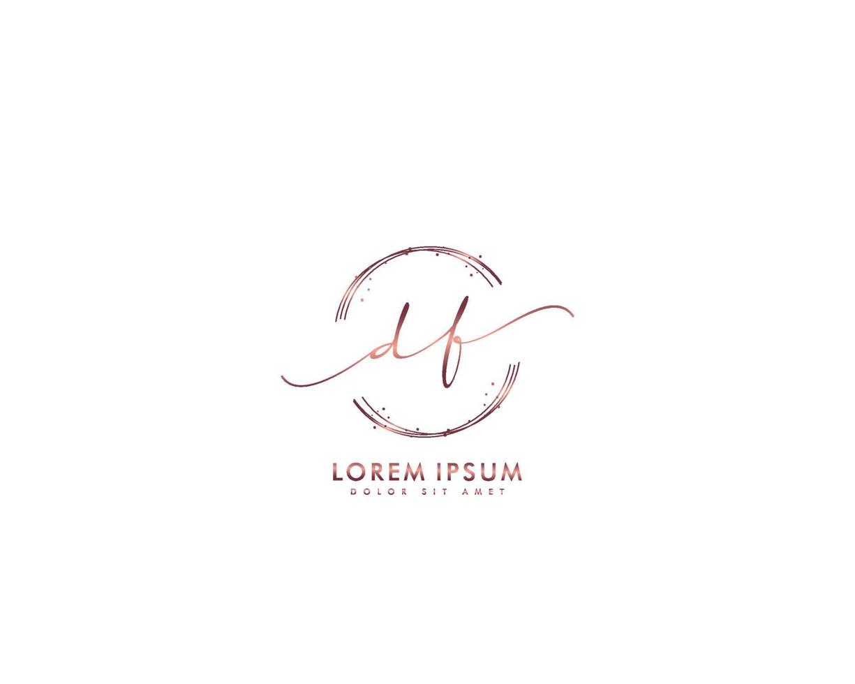 logotipo feminino df inicial monograma de beleza e design de logotipo elegante, logotipo de caligrafia da assinatura inicial, casamento, moda, floral e botânico com modelo criativo vetor